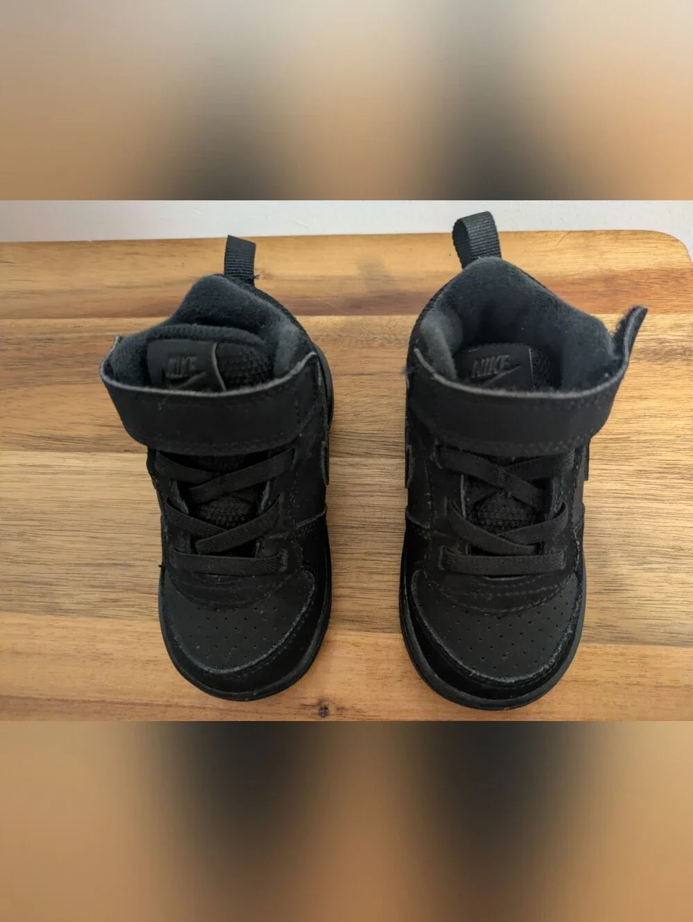 Nike Kids Black High-Top Sneakers with Strap - Size 4.5